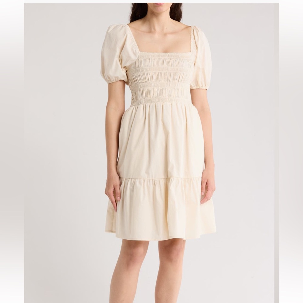 NWT ELIZA J Elegant Cream Puff Sleeve Dress